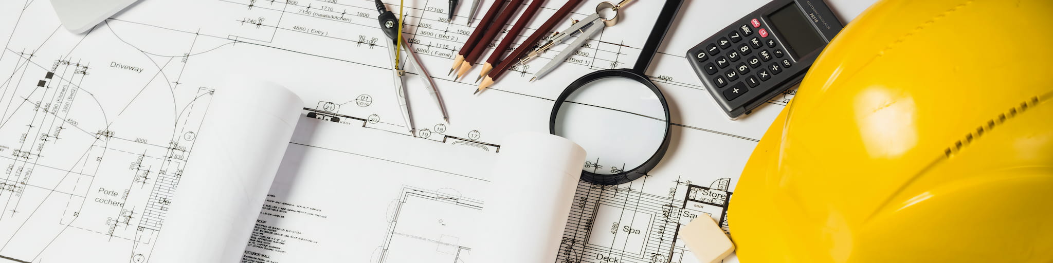 House plans on desk